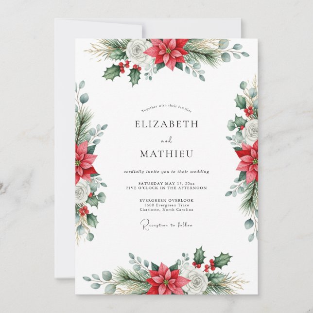 Invitation Red Traditional Winter Wedding (Devant)