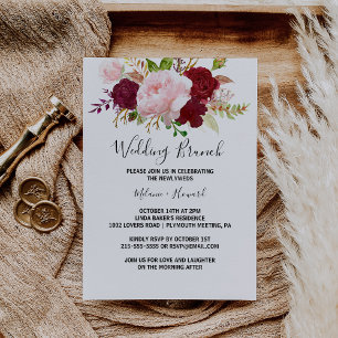 Invitation Red Tropical et romantique Mariage Brunch