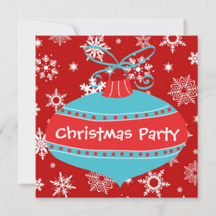Invitation Red Turquoise Blue Retro Noël