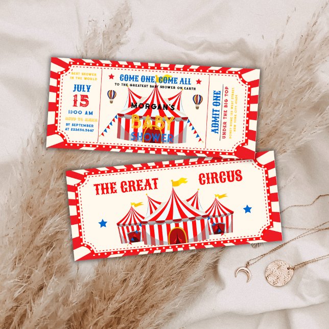 Invitation Red Vintage Circus Ticket Carnival Baby shower (Red Vintage Circus Ticket Carnival Baby shower Invitation)