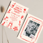 Invitation Red Whimsical Funky Quirky Dessin 30 e anniversair<br><div class="desc">Hirky Hand Drawn Funky Cheers Bières 30 e anniversaire</div>