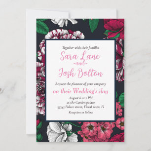 Invitation Red, white and bi-color roses with green leaves