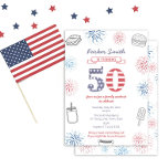 Invitation Red White and Blue Joint 50th Birthday Party<br><div class="desc">Une invitation officieuse Red White and Blue 50th Birthday design pour une soirée de pique-nique en plein air familiale</div>