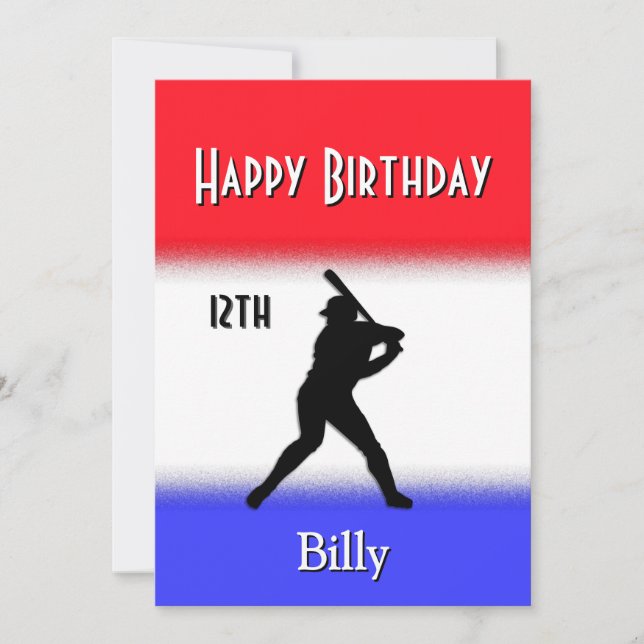 Invitation Red White Blue Stripe Baseball fête d'anniversaire (Devant)