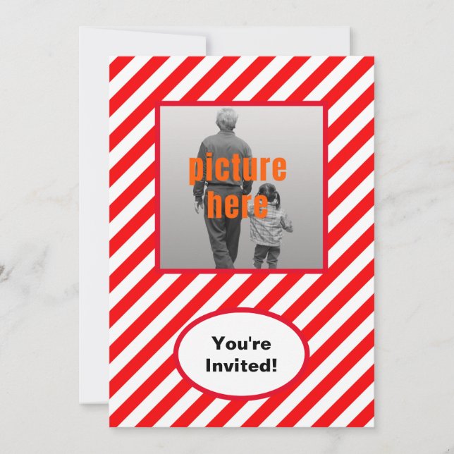 Invitation Red White Candy tendance Anniversaire de fête (Devant)