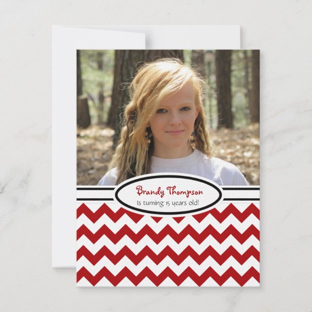 Invitation Red & White Chevron : Image:Invitation de la fête (Devant)