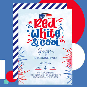Invitation Red White & Cool fête d'anniversaire