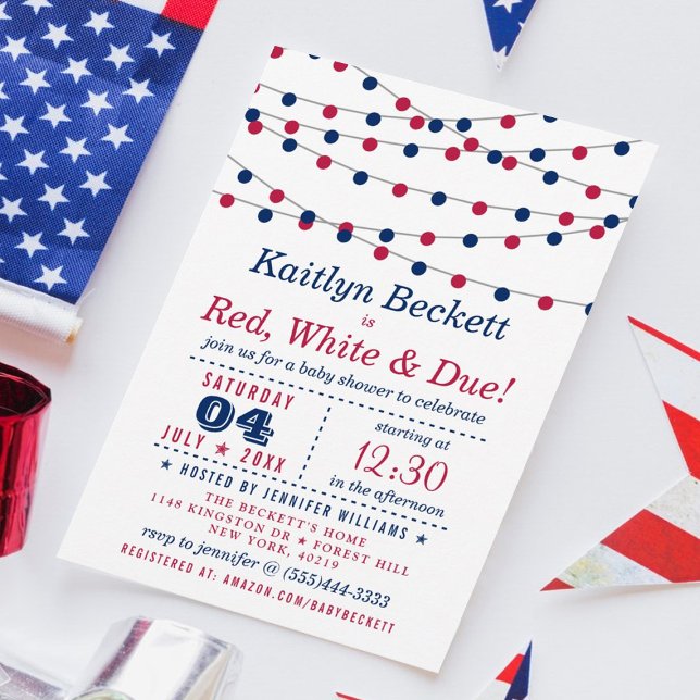 Invitation Red, White & Due | 4th Of July Baby Shower (Créateur téléchargé)