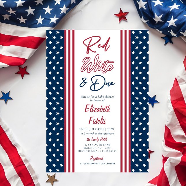 Invitation Red White & Due Stars 4 juillet Baby shower (Créateur téléchargé)