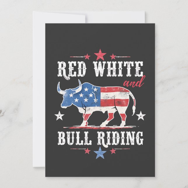 Invitation Red White et Bull Riding American Cowboys (Devant)