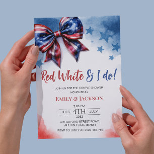 Invitation Red White et je fais 4 juillet Bow Fête des mariée
