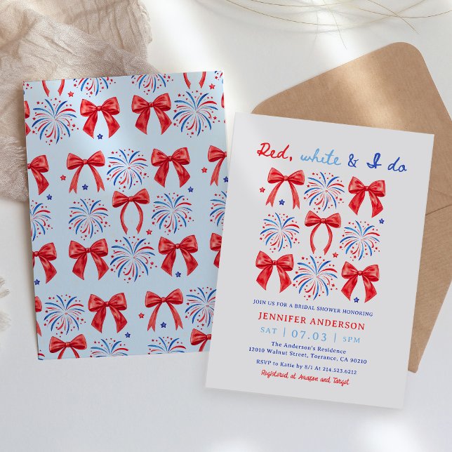 Invitation Red White et je fais 4 juillet Fête des mariées (Créateur téléchargé)
