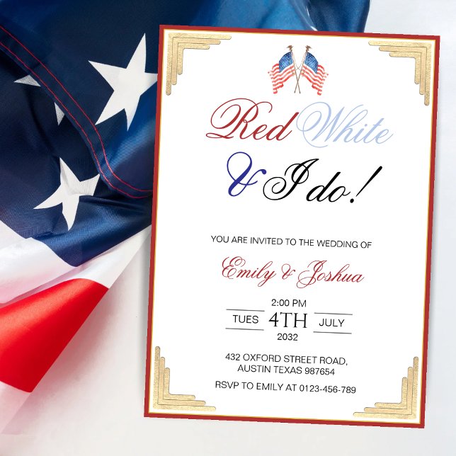 Invitation Red White et moi faisons un Mariage patriotique él (Créateur téléchargé)