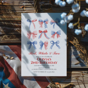 Invitation Red, White et Two Bows 4 juillet 2ème anniversaire