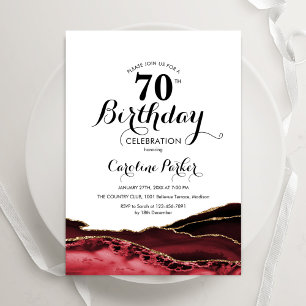 Invitation Red White Gold Agate 70e anniversaire