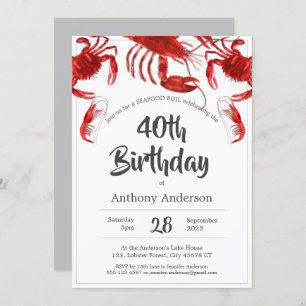 Invitation Red White Seafood Boil Custom Anniversaire