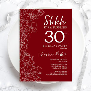 Invitation Red White Surprise 30e anniversaire