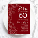 Invitation Red White Surprise 60e anniversaire<br><div class="desc">Red White Surprise 60th Birthday Invitation. Le minimaliste design féminin moderne présente des accents botaniques et des caractères typographiques. Carte invitation florale simple parfaite pour une célébration anniversaire surprise femme élégante. Invitations Zazzle imprimées ou téléchargement instantané modèle imprimable numérique.</div>