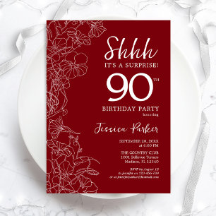 Invitation Red White Surprise 90e anniversaire
