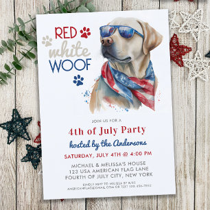 Invitation Red White Woof Patriotic Labrador 4 juillet