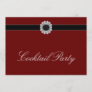 Invitation Red Wine Diamond Red Black Cocktail Party