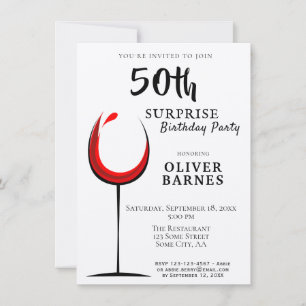 Invitation Red Wine Kraft Surprise 50e anniversaire fête