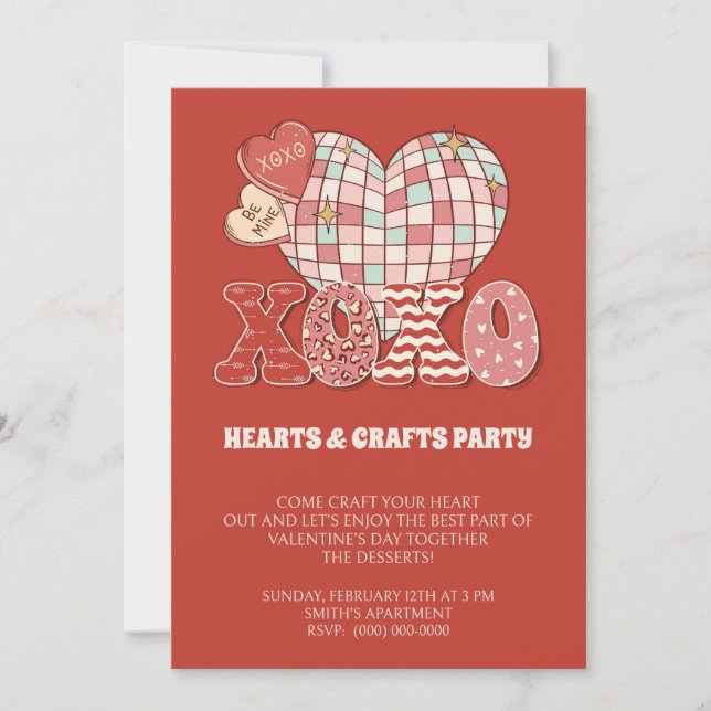 Invitation Red xoxo Coeurs & artisanat Saint-Valentin (Devant)