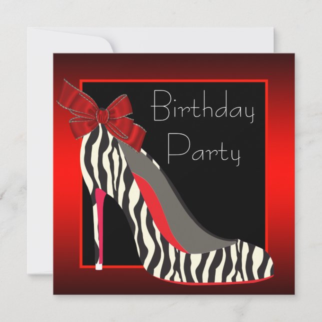 Invitation Red Zebra High Heel Chaussures Red Zebra Anniversa (Devant)