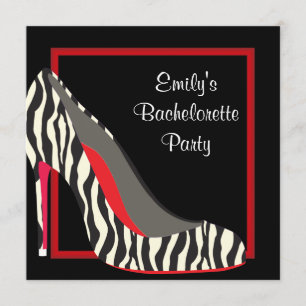 Invitation Red Zebra High Heel Shots Bachelorette Party