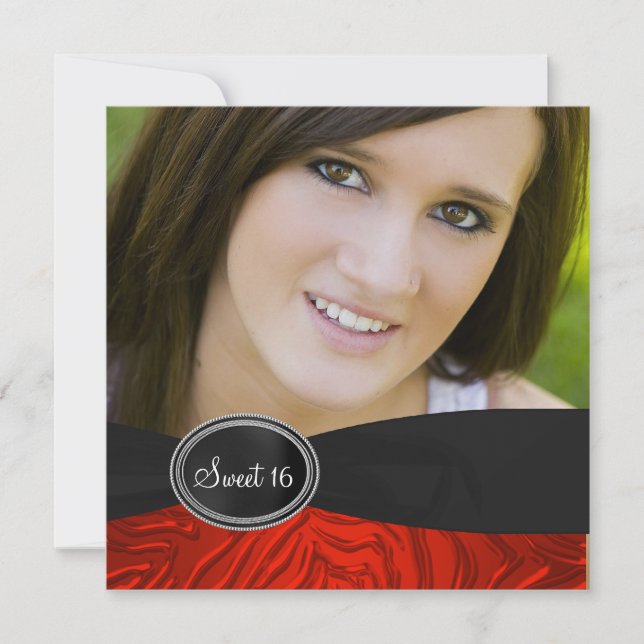 Invitation Red Zebra Photo Sweet 16 Anniversaire (Devant)