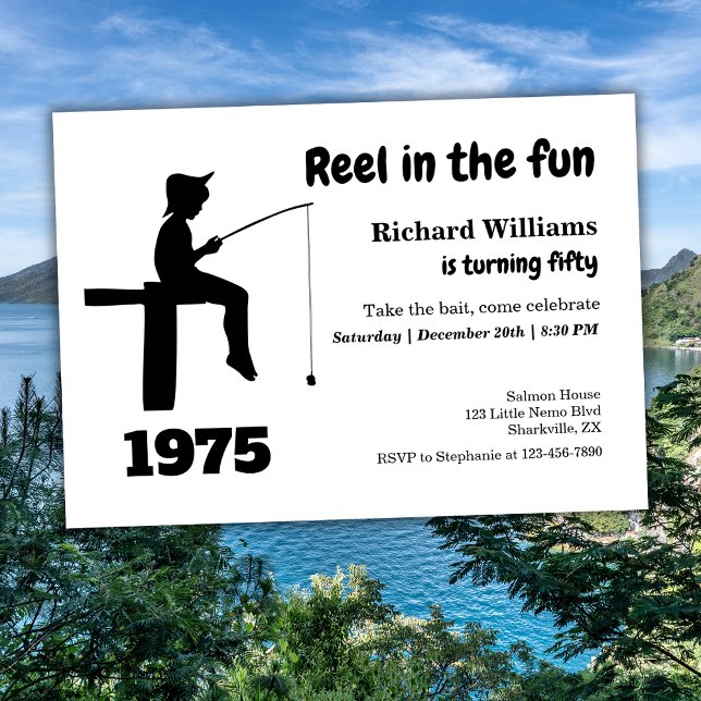 Invitation Reel moderne dans le Pêcheur amusant 50e anniversa (Créateur téléchargé)