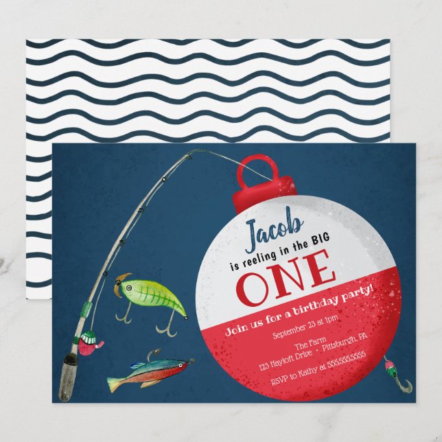 Invitation Reeling dans le grand ONE Pêche premier anniversai (Devant / Derrière)
