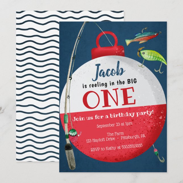 Invitation Reeling dans le grand ONE Pêche premier anniversai (Devant / Derrière)