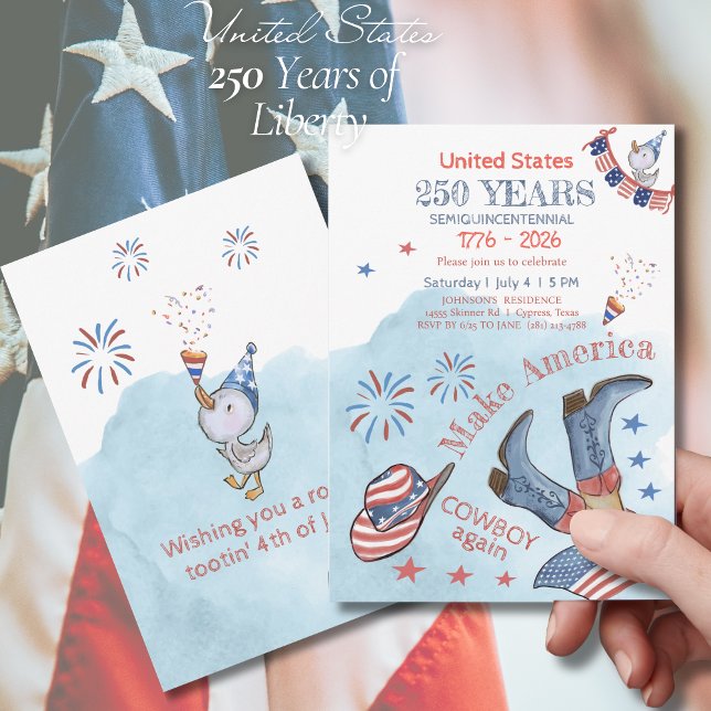 Invitation Refaire l'Amérique Cowboy - 250e Fête (Make America Cowboy Again - 250th Celebration Invitation)