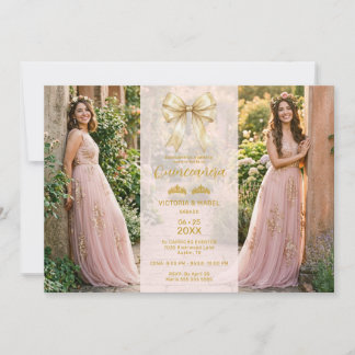 Invitation Refined Coquette Blush Pink Twins Quinceañera 