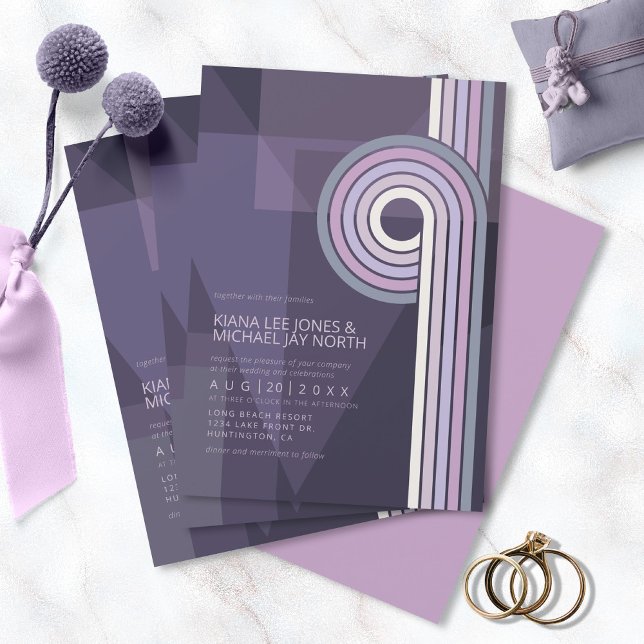 Invitation Refined Lines Geometric Wedding Violet ID983 (Créateur téléchargé)