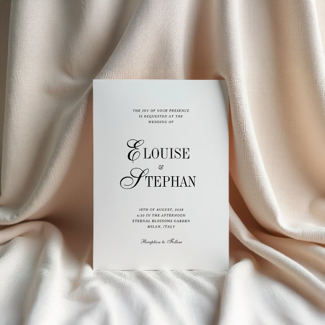 Invitation Refined Script White QR Code Details Wedding (Créateur téléchargé)