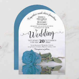 Invitation Reflet bleu turquoise Rose mariage élégant