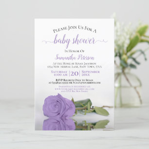 Invitation Reflet Lavender Rose Élégant Baby shower