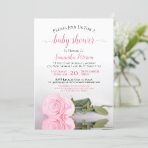 Invitation Reflet Rose rose Élégant bébé fille douche