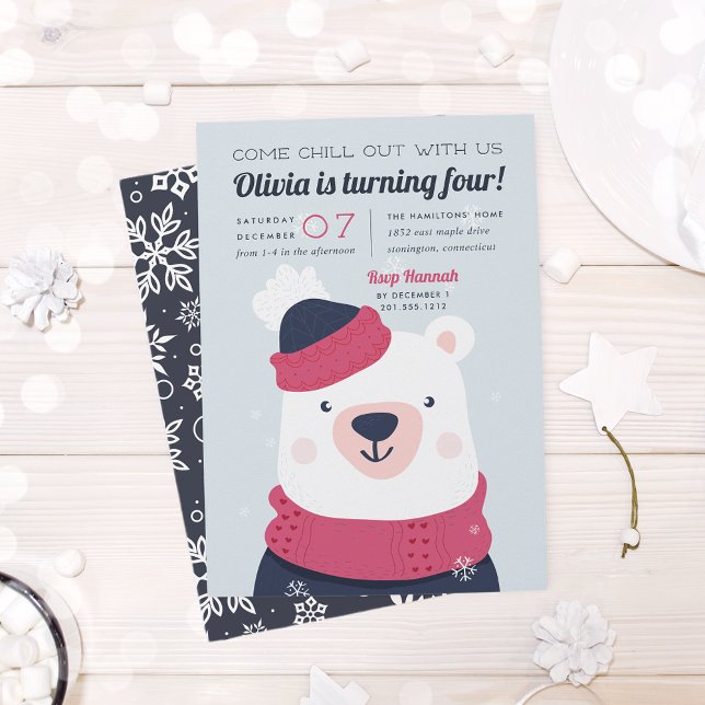 Invitation Refroidissement | Jour d'anniversaire de l'ours po (Créateur téléchargé)