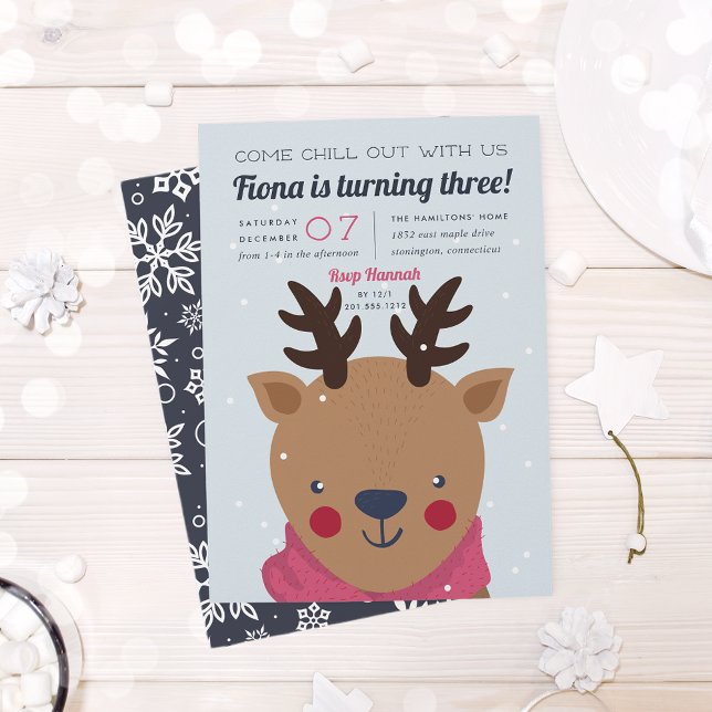 Invitation Refroidissement | Winter Reindeer Anniversaire Par (Créateur téléchargé)