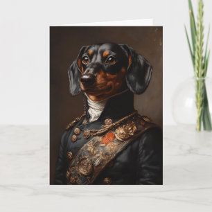 Invitation Regal Dachshund en uniforme militaire napoléonien