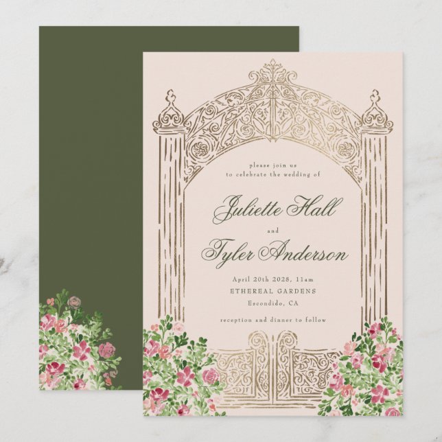 Invitation Regal Doors Elegant Faux Foil Wedding (Devant / Derrière)