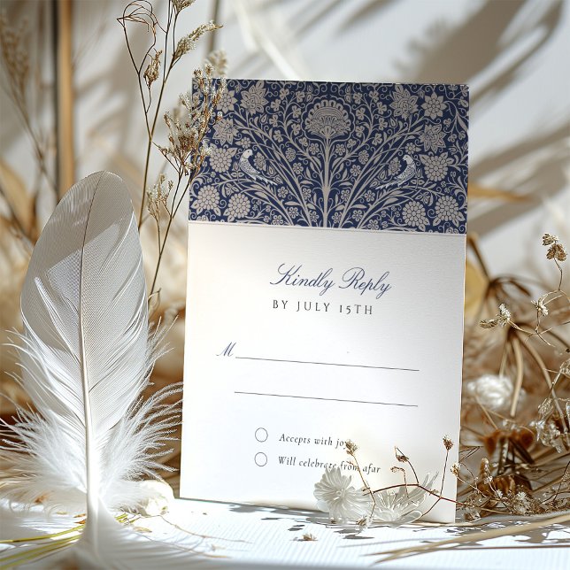 Invitation Regal Marine et Crème Mariage RSVP (Créateur téléchargé)