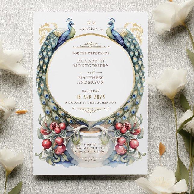 Invitation Regal Peacock Mariage à thème (Créateur téléchargé)
