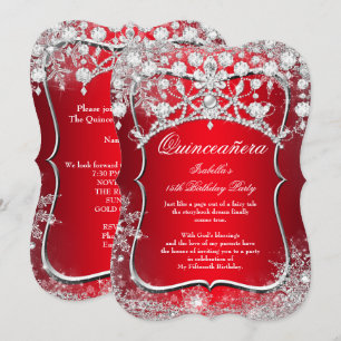 Invitation Regal Red Quinceañera 15ème Hiver Merveilleux