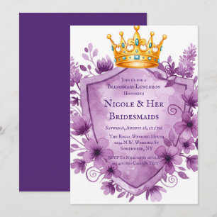 Invitation Regal Violet Floral Crest Bachelorette Party