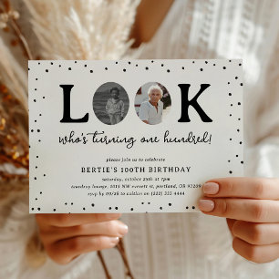 Invitation Regard Amusant 'Qui a 100 ans' 2 x photo Anniversa