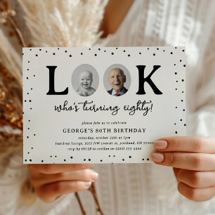 Invitation Regard Amusant sur les 80 ans en 2 photos pour les